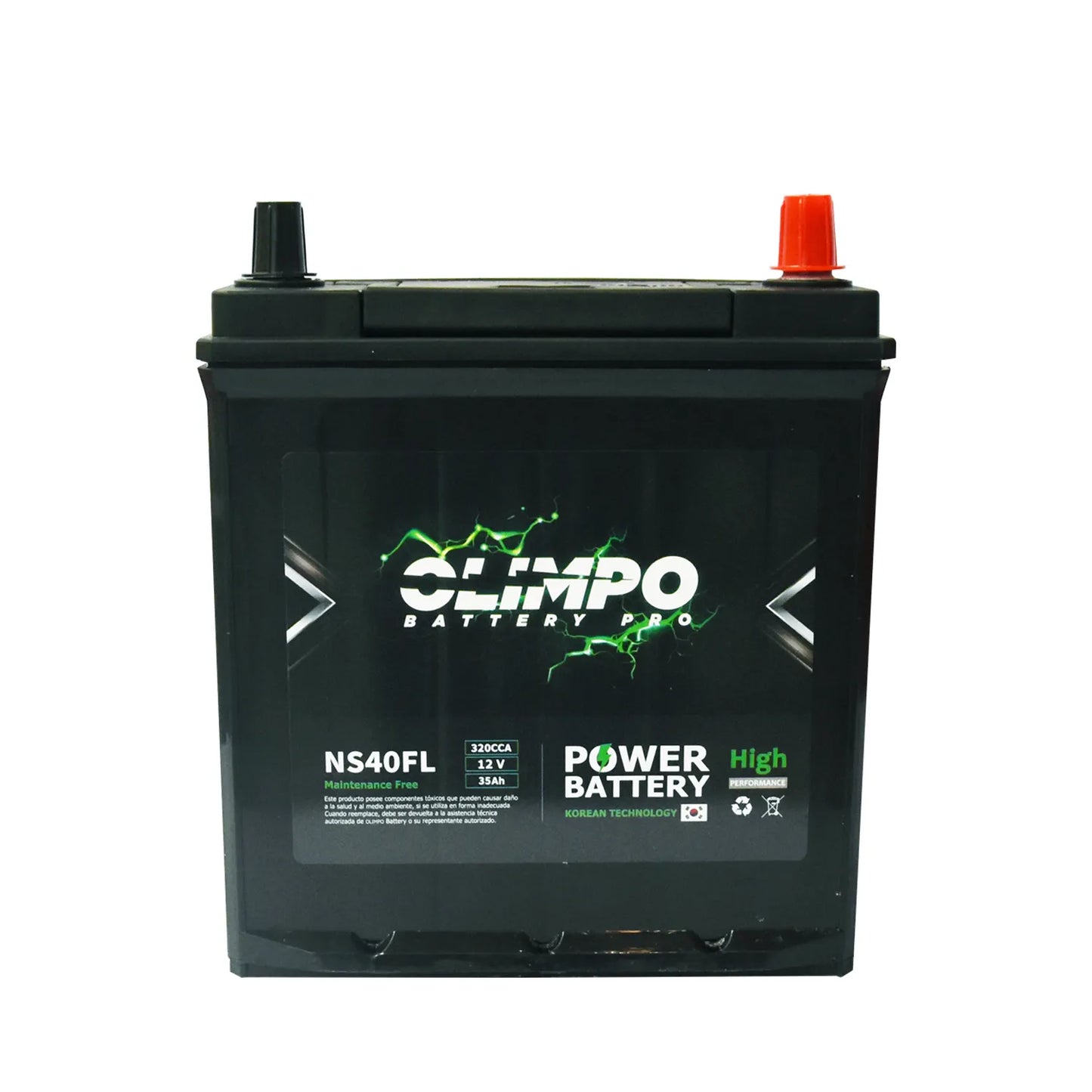 BAT. 35AH OLIMPO NS40FL CCA320 (- +) C/PRESTAÑA